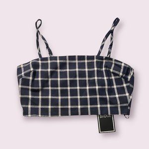 Navy Plaid Crop Tank Top